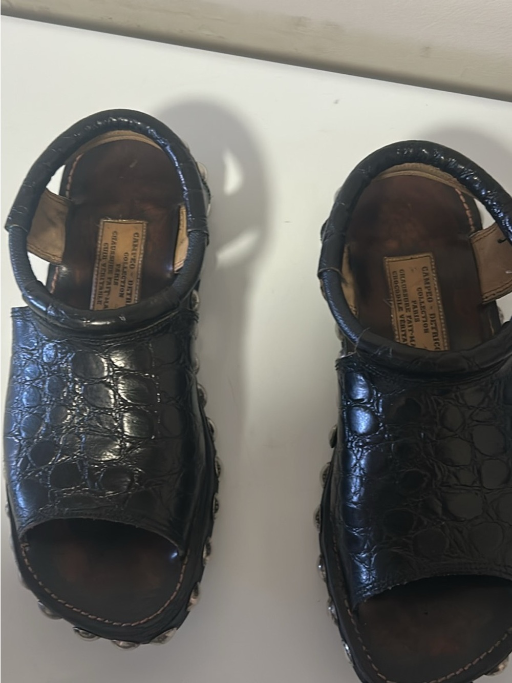 Men  Croc-Embossed Slip-On Sandals croc skin with Stud Detail